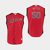 Youth American League 50 Mookie Betts Red 2019 MLB All Star Game Workout Player Jersey Dzhi,baseball caps,new era cap wholesale,wholesale hats